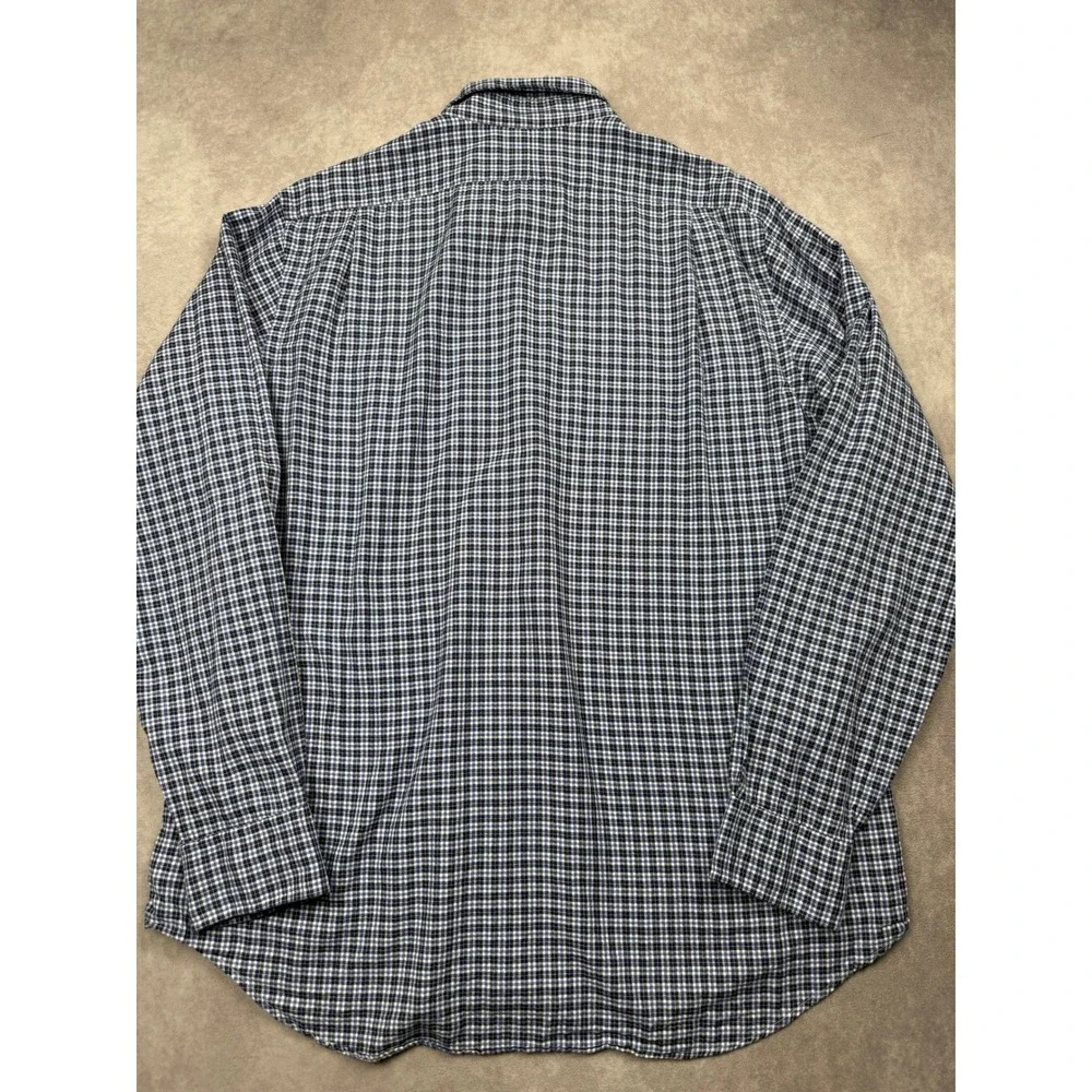 Polo Ralph Lauren Mens XL Classic Fit Plaid Button Shirt Navy Blue White Classic